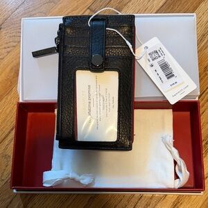 Hammitt 210 West Black Gunmetal Red Zip Wallet Card Holder NWT
